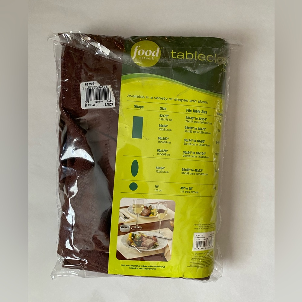 Chocolate brown rectangular tablecloth brand new, 48” X 100”